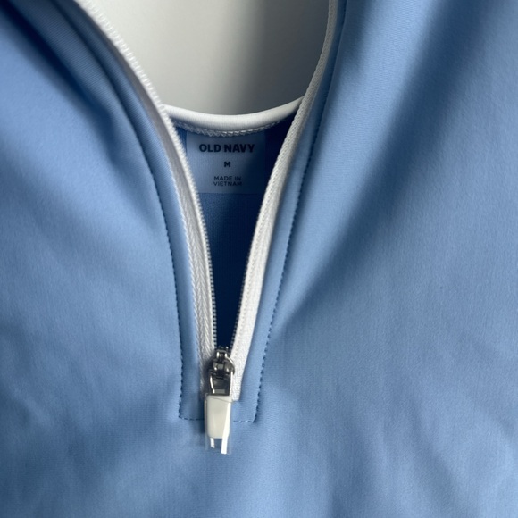 Blue One-Piece Swimsuit with White Trim - Picture 3 of 4